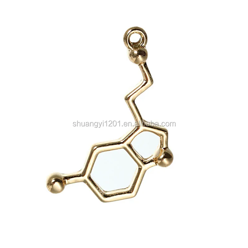 Serotonin molecule chemistry charms gold plated charms science dna pendant