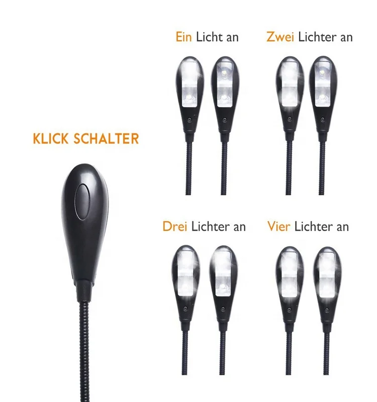 Music stand Light Desk Lamp Reading Lights Clip on Bed Light and portable for E-Reader Bed headboard