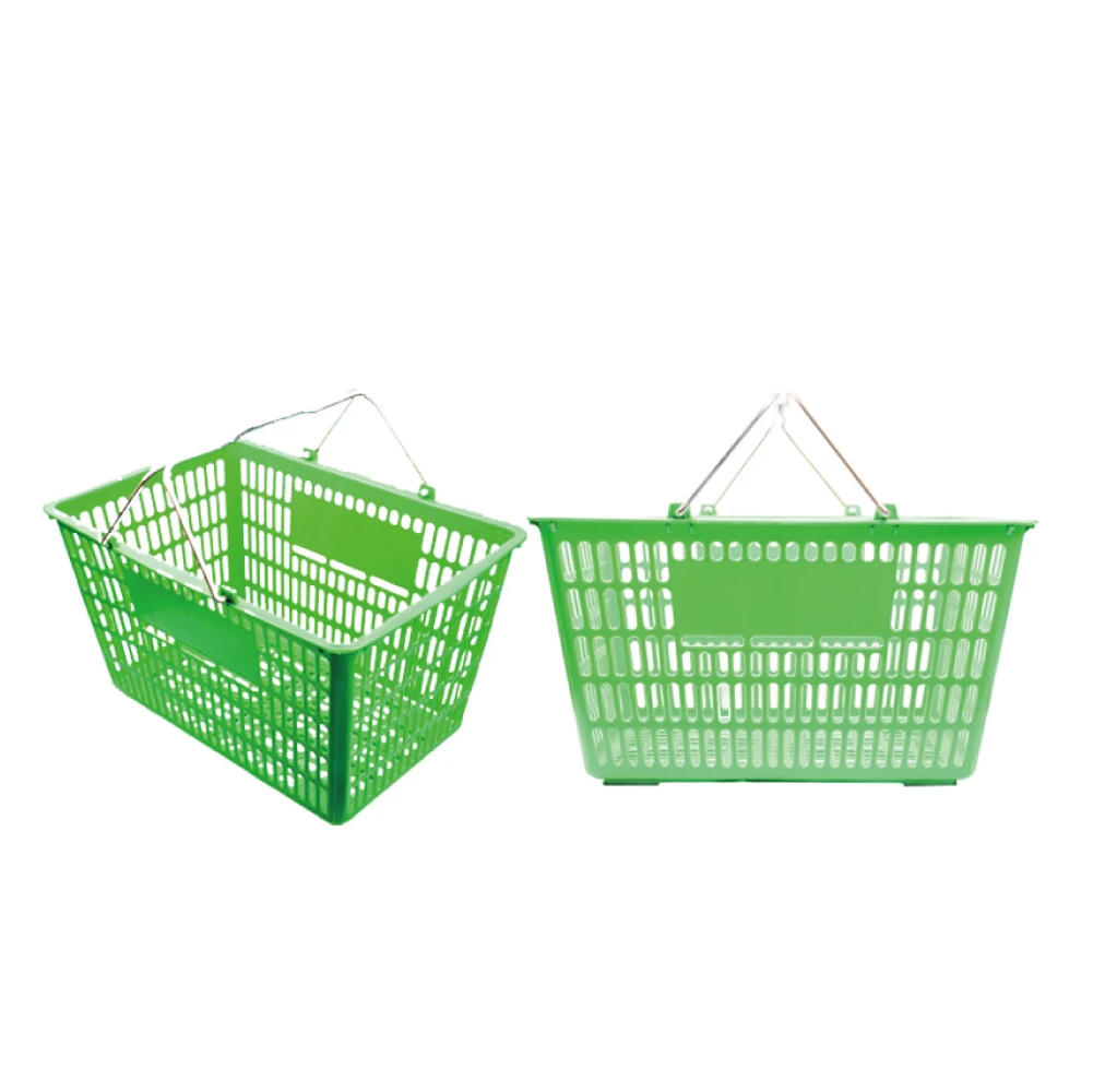 customized color plastic shopping basket with wheels