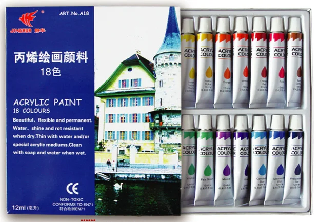 12colors acrylic paint sets for children with aluminum tube
