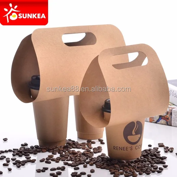 Take away cardboard disposable coffee paper cup holder