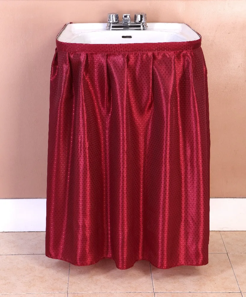 Cheap polyester dobby sink skirt for bathroom sink