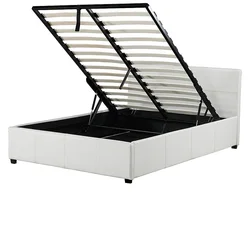 Маленькая двойная коричневая оттоманка 4 фута, подъемное хранилище, кровать из натуральной кожи, рама для спальни, детей