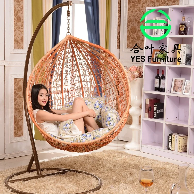 Cheap wicker hanging swing chair rattan hanging chair leisure furniture D011A