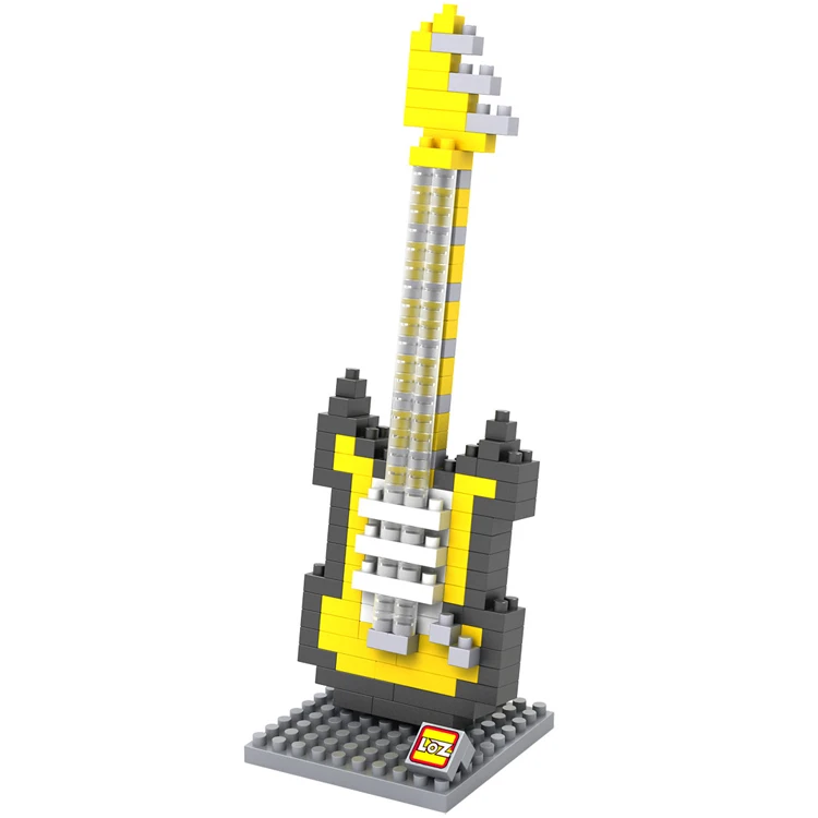LOZ yellow electric guitar kids 3d enlighten building block toy