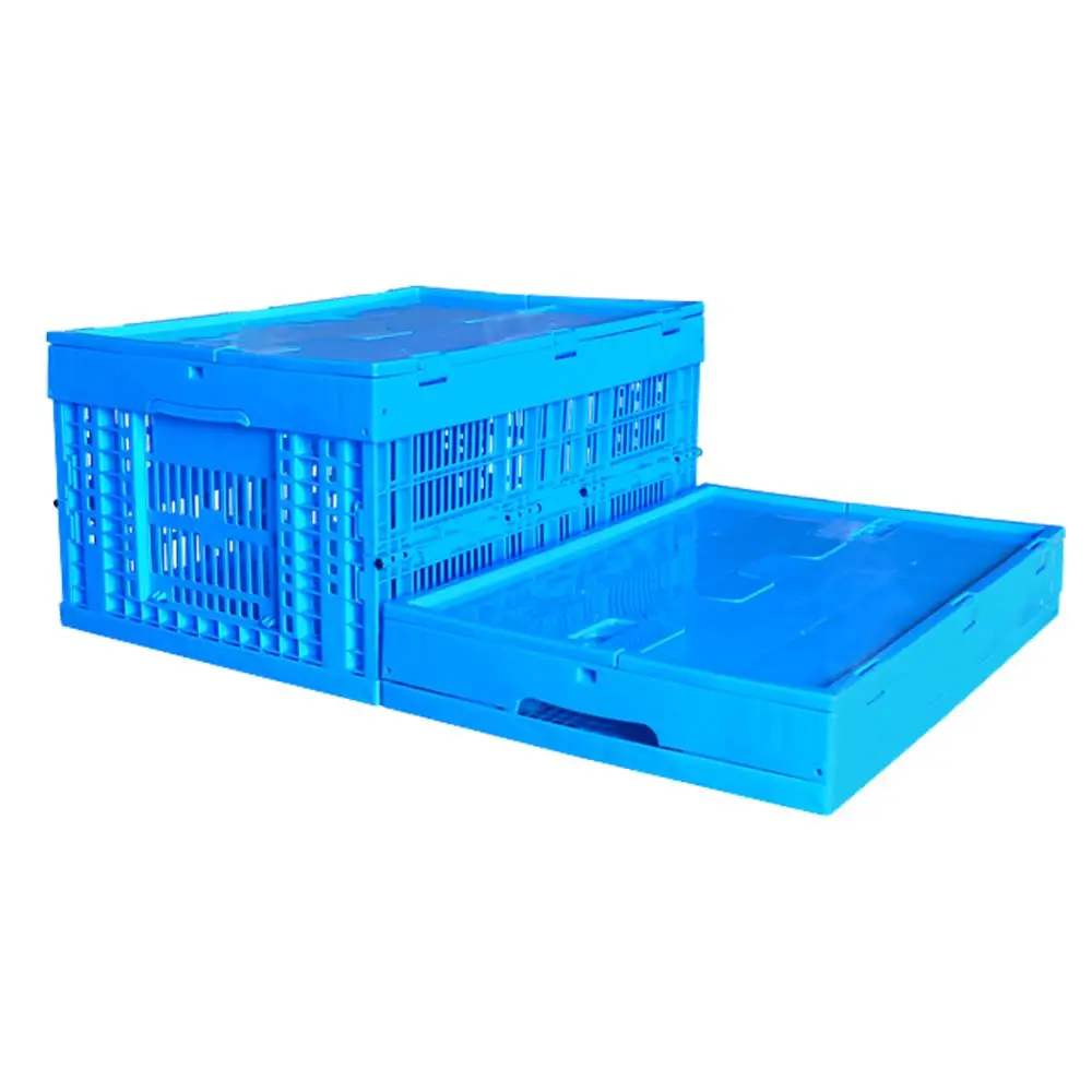 food grade stackable plastic fruit foldable vegetable basket ventilated container crates with lid