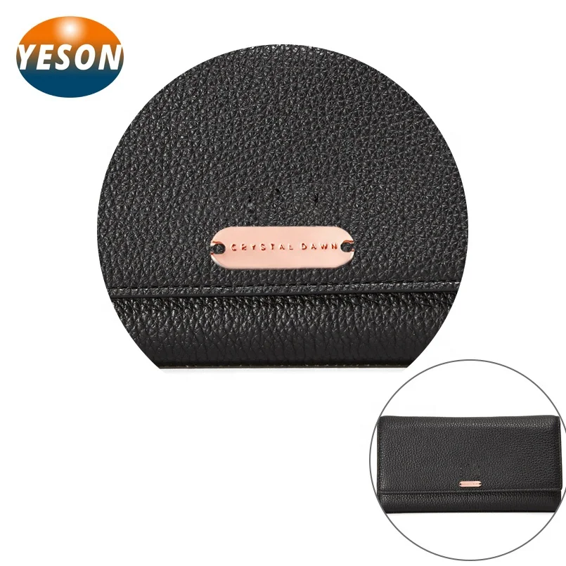 
High Polished Rose Gold Sewing Metal Clothing Logos Tags Label, Custom Two Holes Metal Label Logo Plate for Clothing Swimwear 