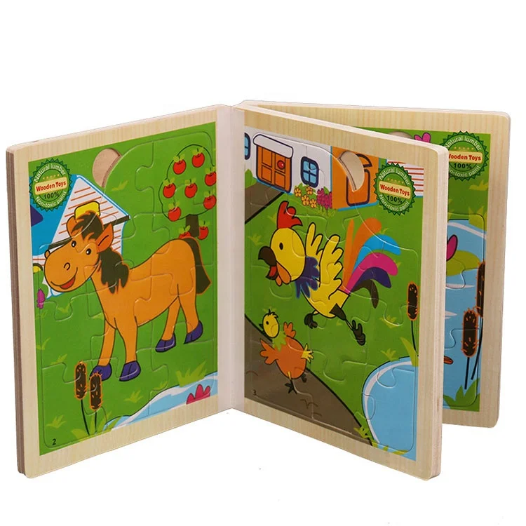 Детская деревянная книга-головоломка Монтессори с персонажами мультфильмов персонажей мультфильмов, 6 страниц, 3D, «сделай сам»