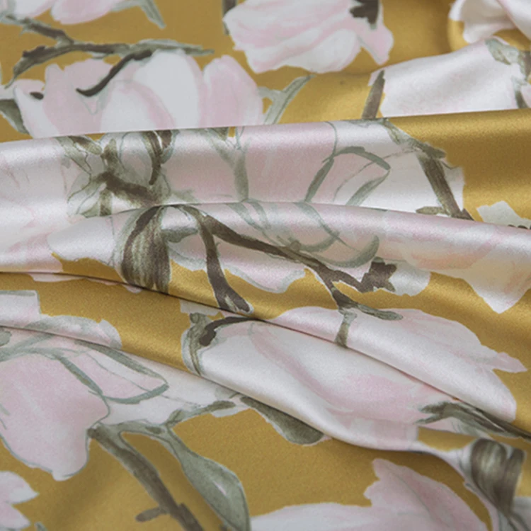 
Natural 100% silk satin digital printed fabrics produced in Chinese factories 