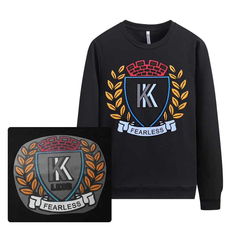 Custom logo printing fabric 3d label flock heat transfer sticker for clothes