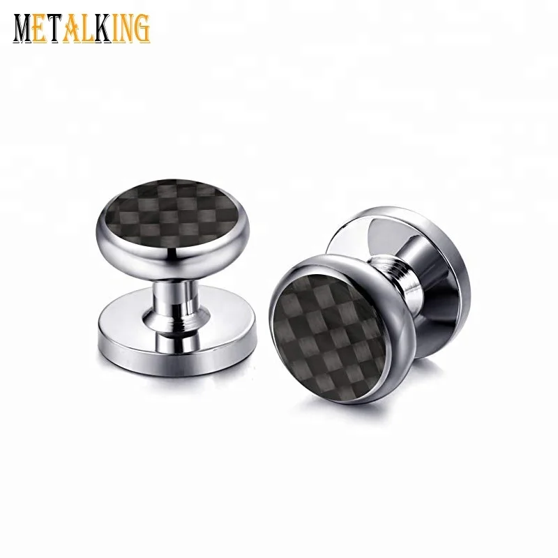 Набор мужских запонок и запонок, серые и черные вставки из углеродного волокна, запонки для смокинга, рубашка, набор гвоздиков