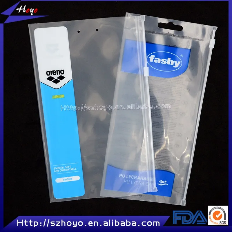 Branded custom size zipper bag slider bag for swimming cap packaging