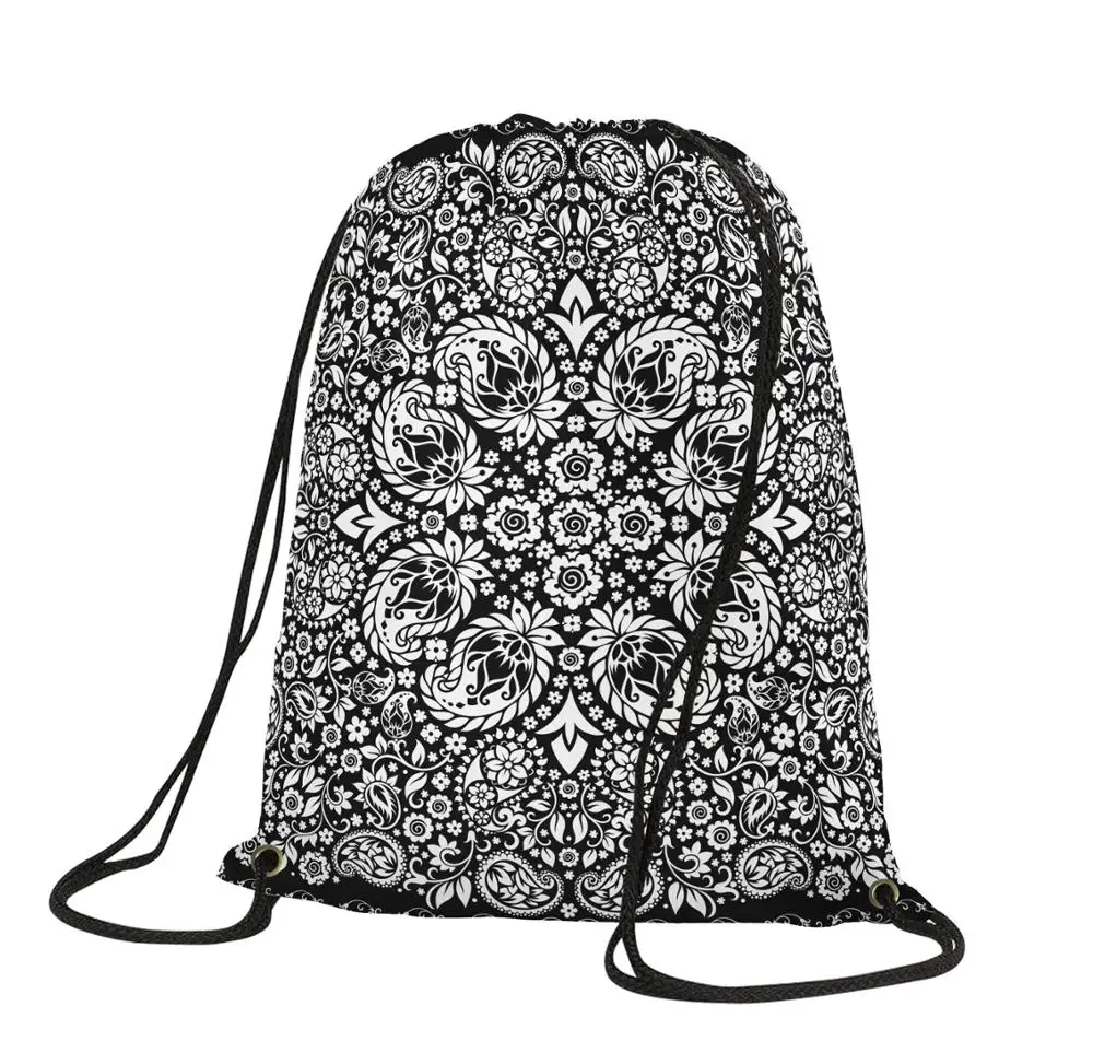 3D Print Rainbow Bohemia Backpack Shopping Eco-friendly Mandala Printed Drawstring Bag customizable