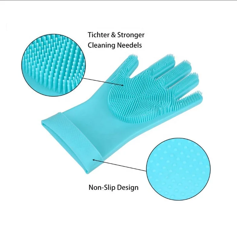 Silicone Washing Gloves New design kitchen bowl and dish washing/cleaning gloves for household