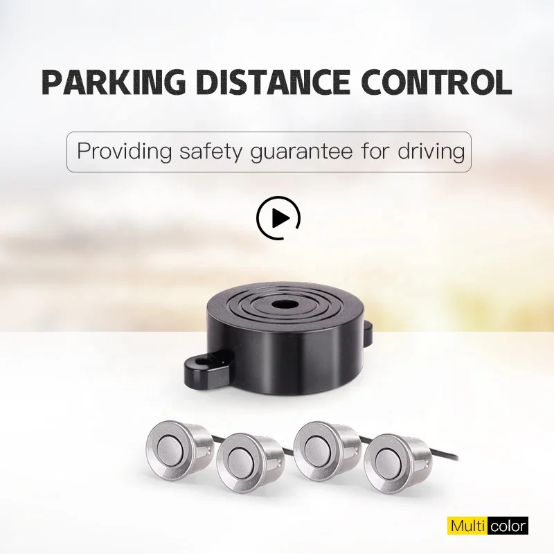 4 Sensors Buzzer 22mm Car Parking Sensor Kit Reverse Backup Radar Sound Alert Indicator Probe System 12V