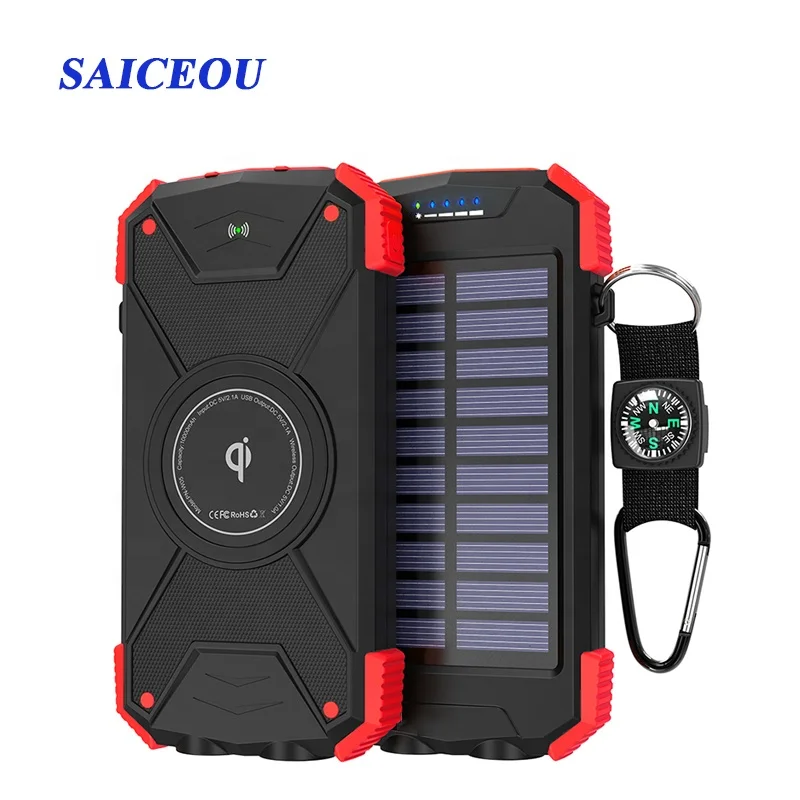 
Latest Solar Power Bank Qi Wireless Charger power bank 10,000mAh External Battery power bank 
