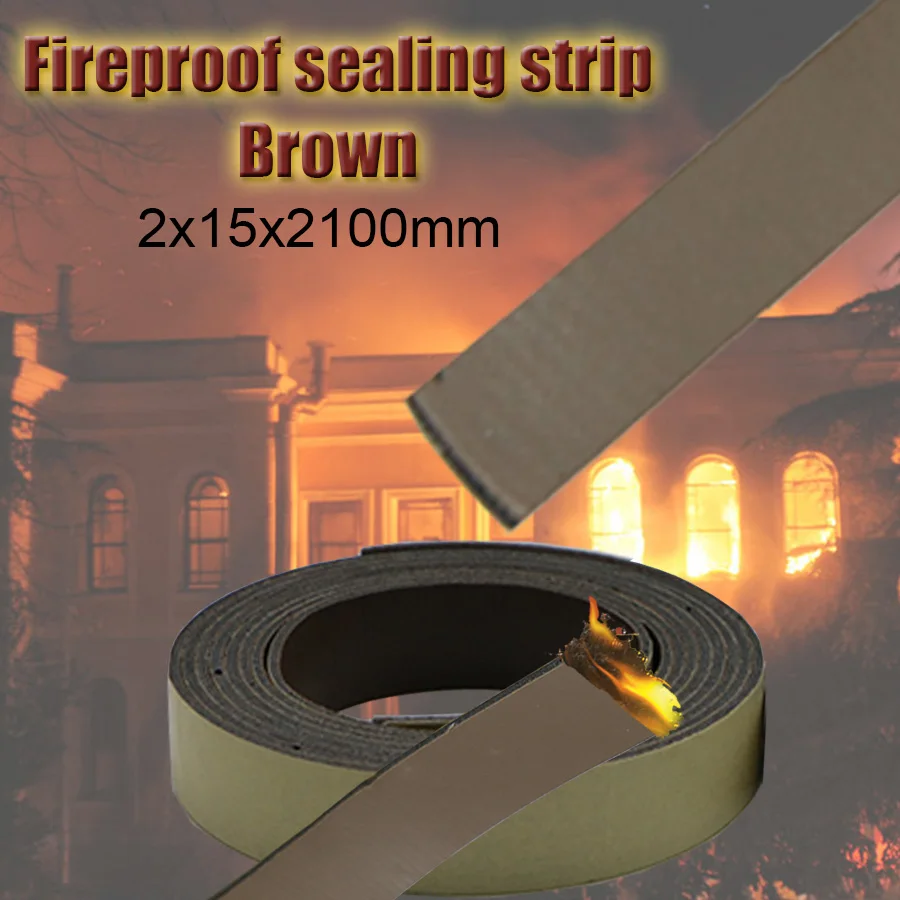 Brown 15x2mm Self Adhesive Expansion Intumescent Sealing Strip Weatherstrip Insulate Thermal Inhibit Smoke Fireproof Door Seal