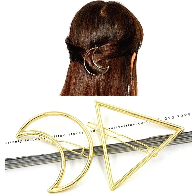 Модная европейская брендовая заколка для волос, геометрические заколки для волос в виде губ, треугольников, кругов, Луны, заколки для волос для девочек, заколка-Пряжка, аксессуары для волос для девочек