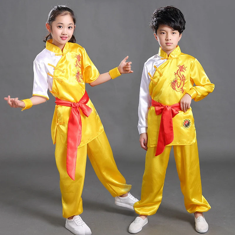 Children Wushu Costume New Youth long/short sleeved clothes kids Tai Chi clothing Kung Fu performance suit material arts suit