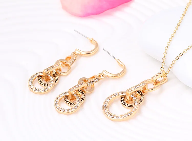 Necklace and earring jewelry set, fashion 18k gold plated jewelry set