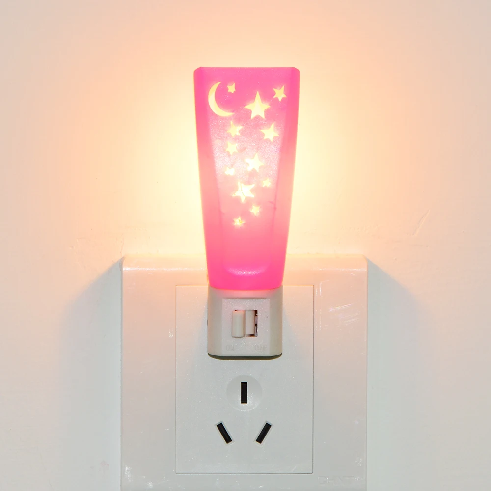 Over 15years experience AC Plug 110 220v Moon and star shape On Off Manual Switch Wall Plug night light for kids