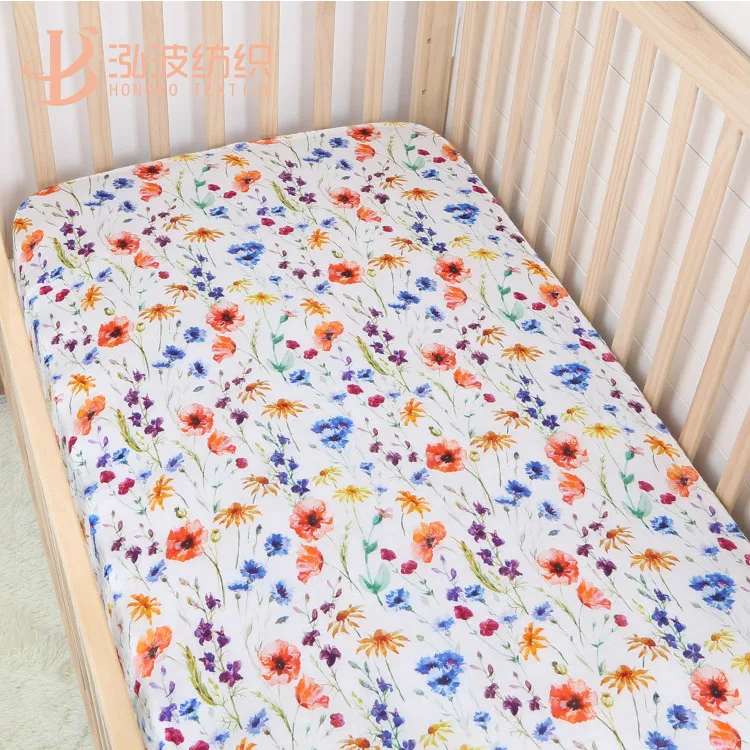custom organic bamboo cotton muslin material baby crib cot fitted sheet 120cm