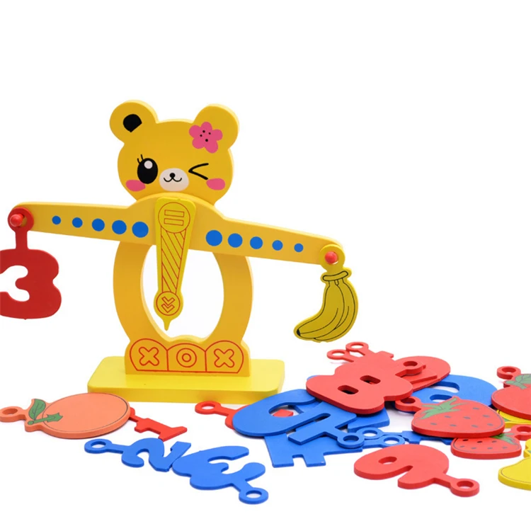  Детская деревянная балансировочная игрушка милый медведь в форме цифр и фруктов
