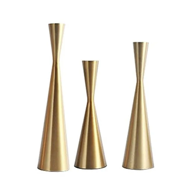 
China supplier wedding gift Brass Gold Metal Taper Candle Holders 