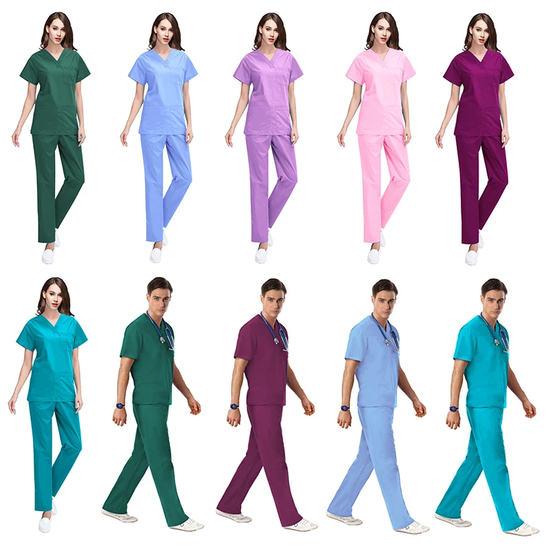 
OEM supply men and women breathable private label hospital staff uniforms 