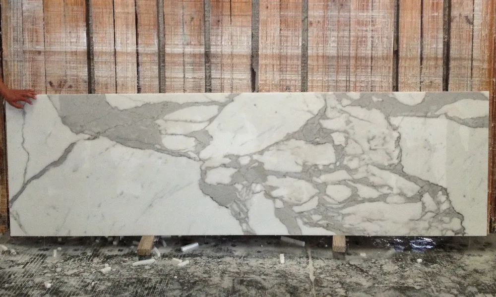 Luxury Prices Natural Stone Italian White Marble Bianco Calacatta Marble Floor Tiles Slab