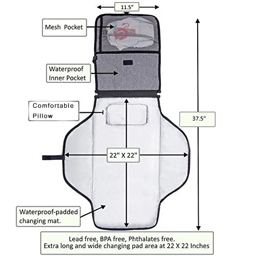 Portable Diaper Changing Pad Waterproof Travel Changing Mat Custom Polyester Portable Changing Pad for baby