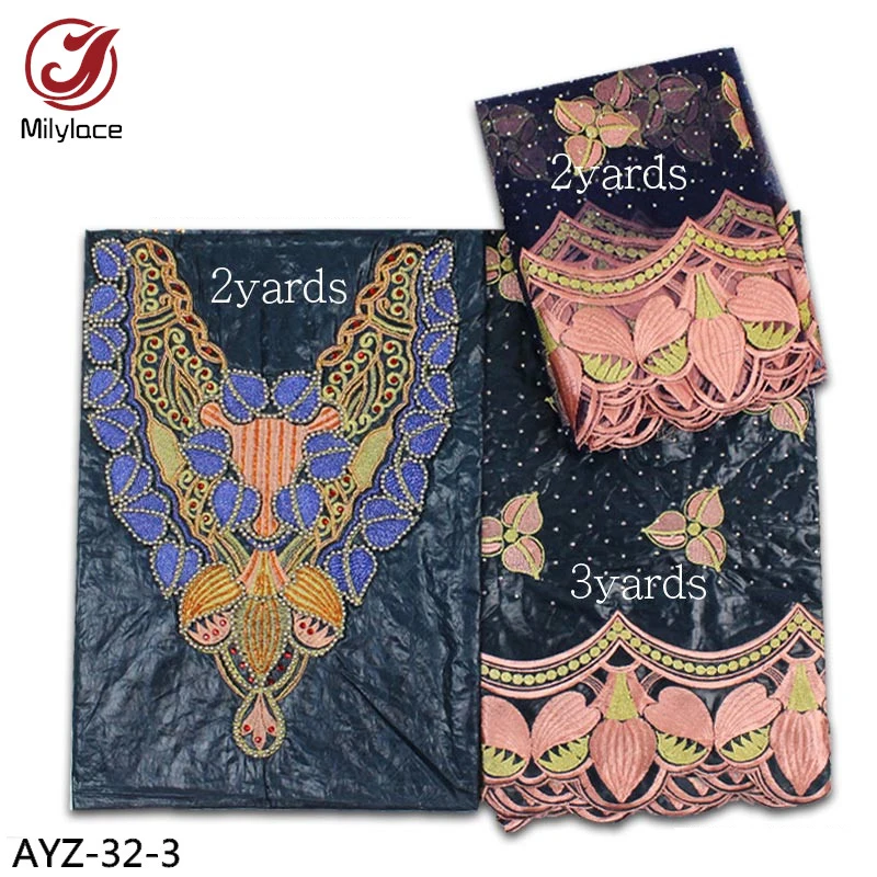 Handmade Bazin Embroidery Lace Fabric Top Quality Bazin Cotton Lace for Women Dress