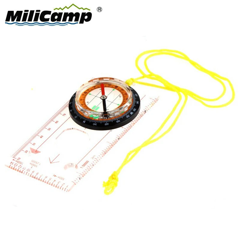 Outdoor camping liquid plastic Measure prismatic map compass