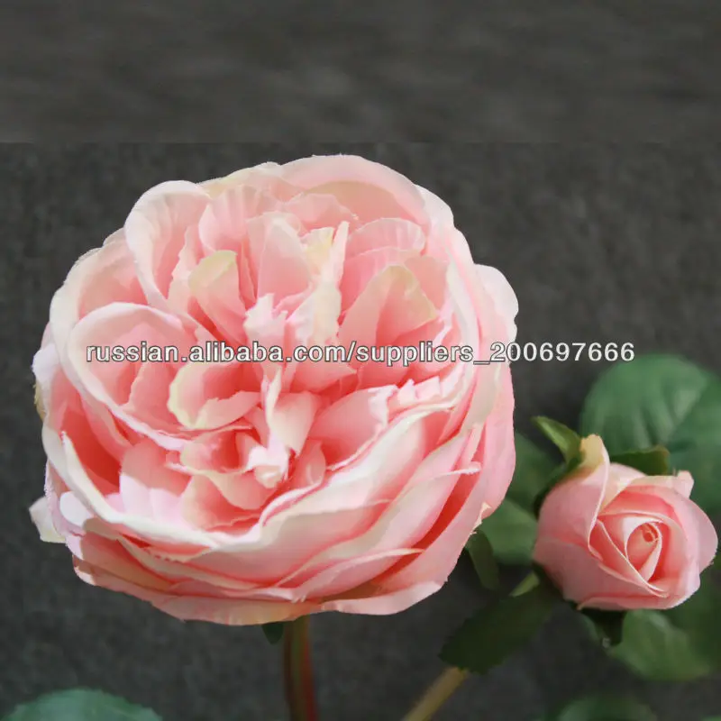 2014 НОВЫЙ ДИЗАЙН Искусственная роза 46cm розовый Один цветок одна почка шелковая лепестки стебель с тремя группами отпуска