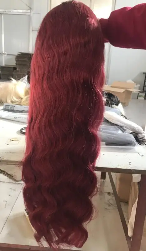 
1b/red color 10a grade virgin human brazilian hair body wave full lace wigs for black women 