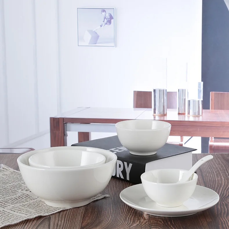 Top selling 6inch ceramic soup rice bowl, white custom logo ceramic salad bowl