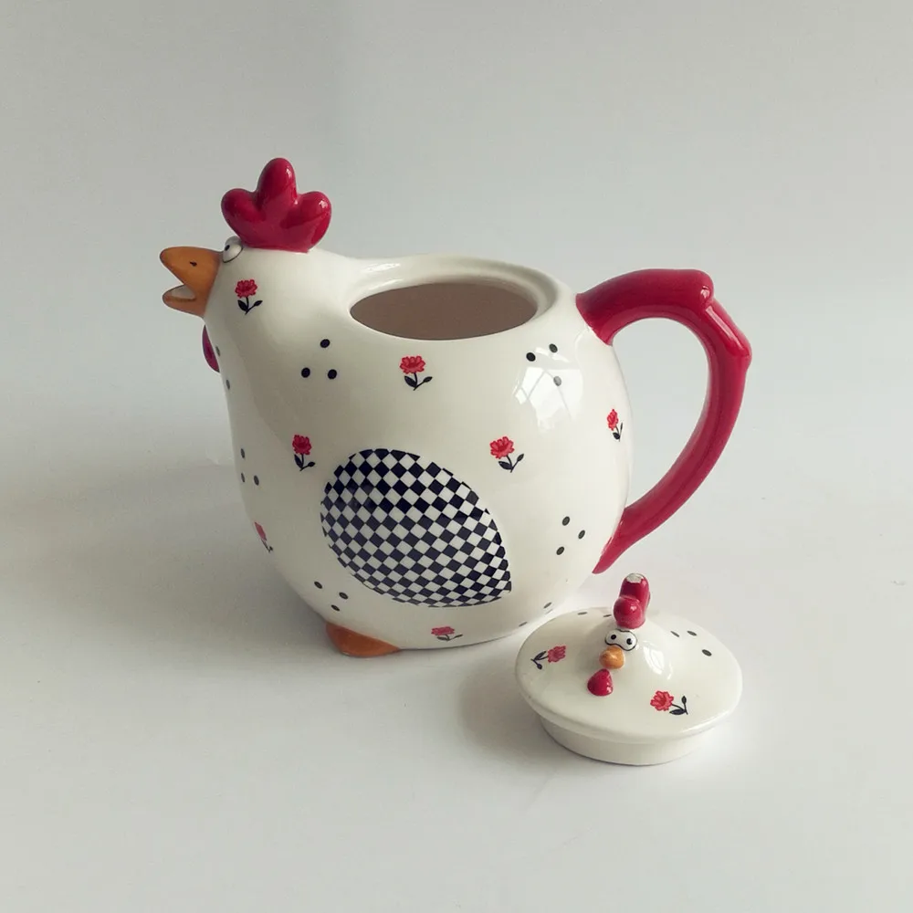 Whistling animal Tea Kettle drinkware type Rooster shaped ceramic tea and coffee container