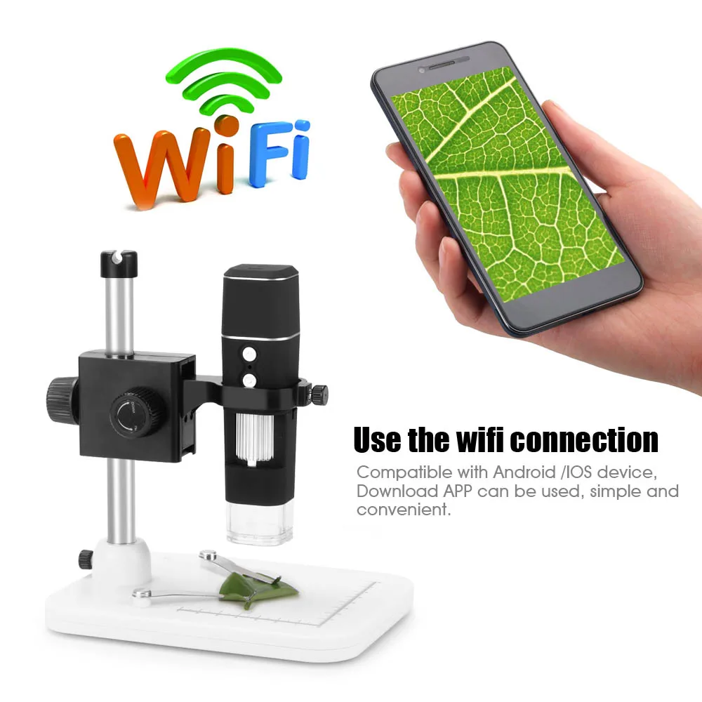 500X Zoom Wifi Digital Microscope HD Wireless Biological Microscope Rechargeable Electronic Magnifier Loupe for iOS / Android