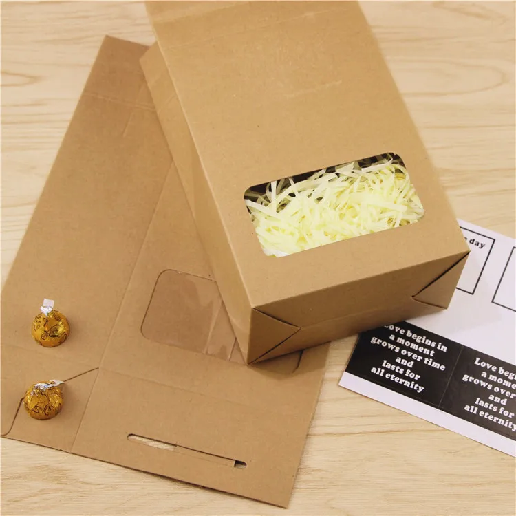Custom kraft food box snack gift box with clear window for candy packaging