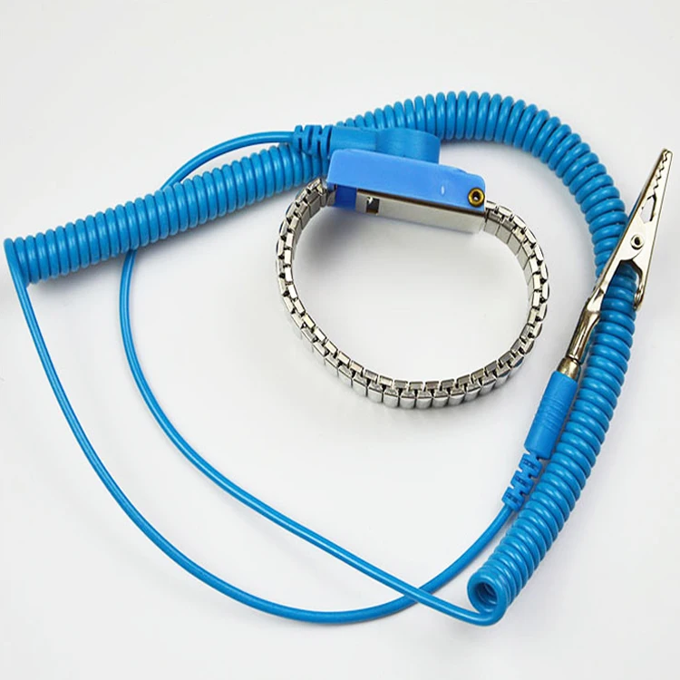 Durable Blue Color Fabric Conductive Band Adjustable Elastic Static Control ESD Wrist Strap