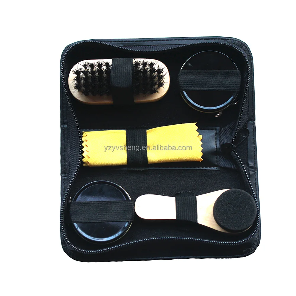 
6 Pcs Deluxe Shine Military Shoe Care Kit Black Leather Dress Boot Polish 
