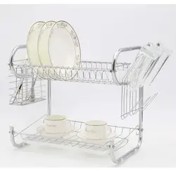 2 tier small MOQ durable chrome plated dish drainer with feet protector