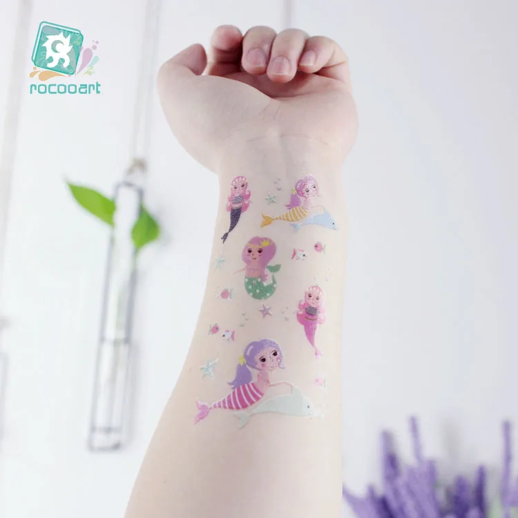 New Mermaid Designs Tattoo Temporary Waterproof Fish Girl Princess Design Cartoon Small Tattoo Sticker For Children Girls