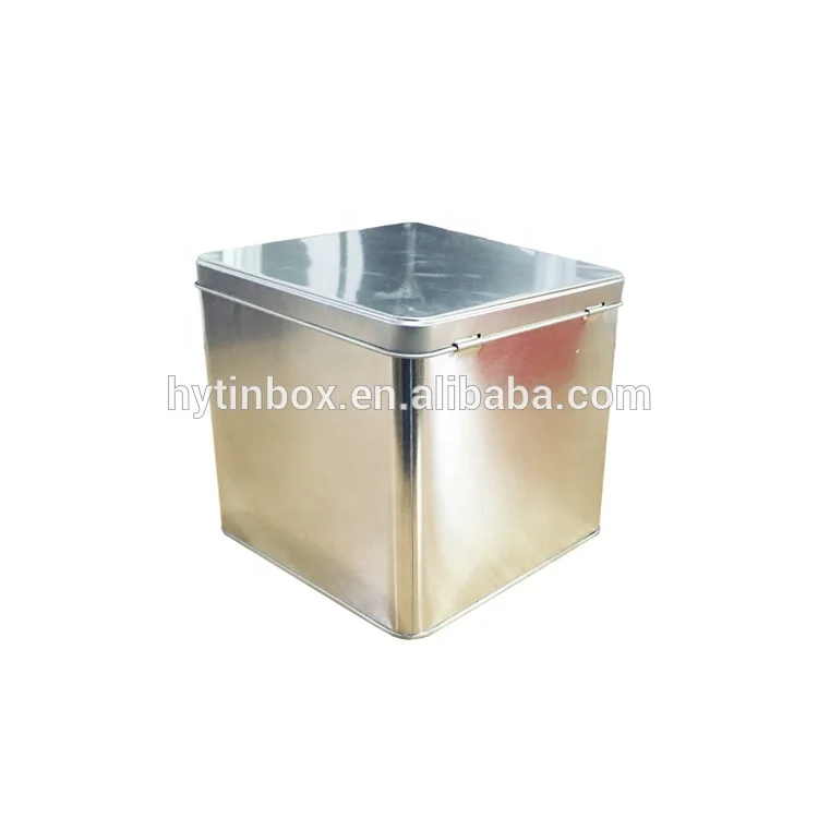food grade Square shape hinged lid gift tin cookie  tea box for Christmas season