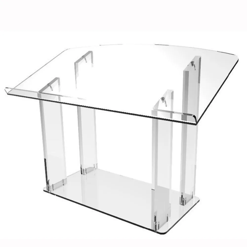 Factory Designs Modern Church Pulpit Acrylic Tabletop Podium Desktop Lectern with Book Support