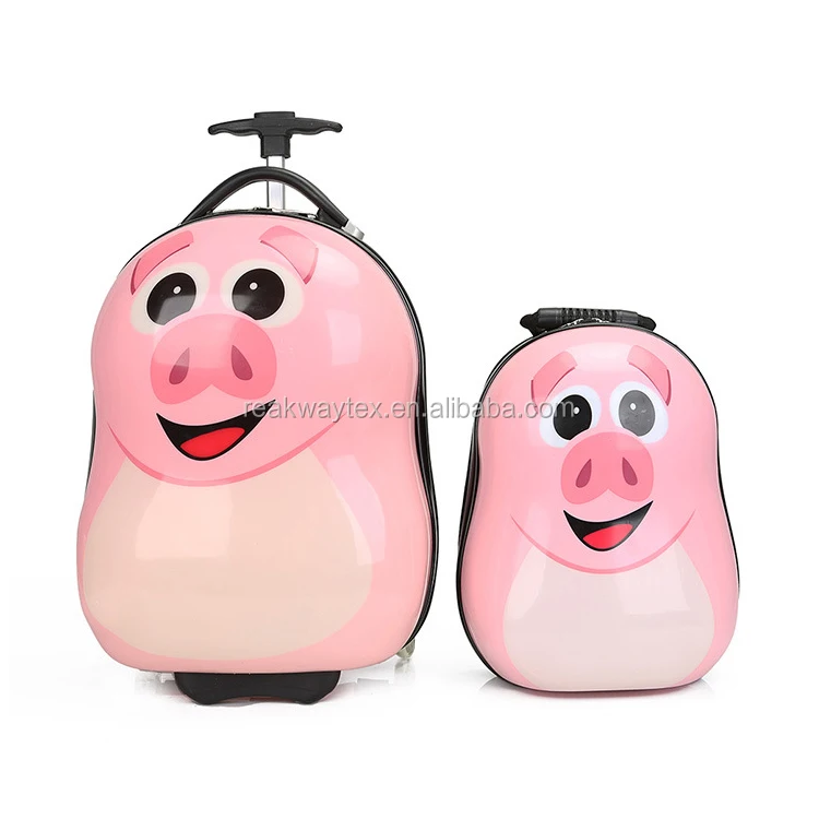
China Luggage Factory Supply 2pcs Children Cartoon Trolley Bag Set Piggy Kids Travel Luggage 