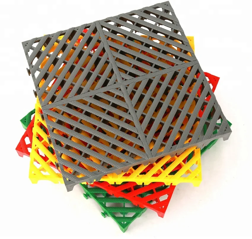 self-draining mobile carwash floor pp industrial interlocking garage floor tiles