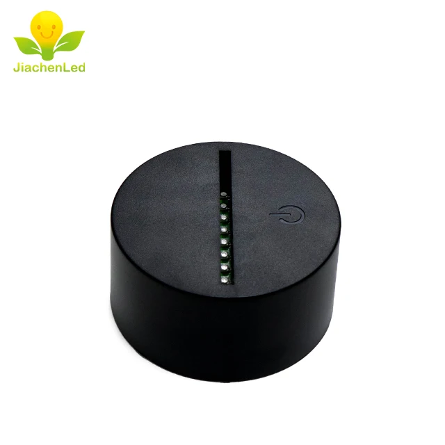 ABS Black Remote Battery Powered Usb Led Base 3D Illusion Round Led Light Display Base For Acrylic Table lamp