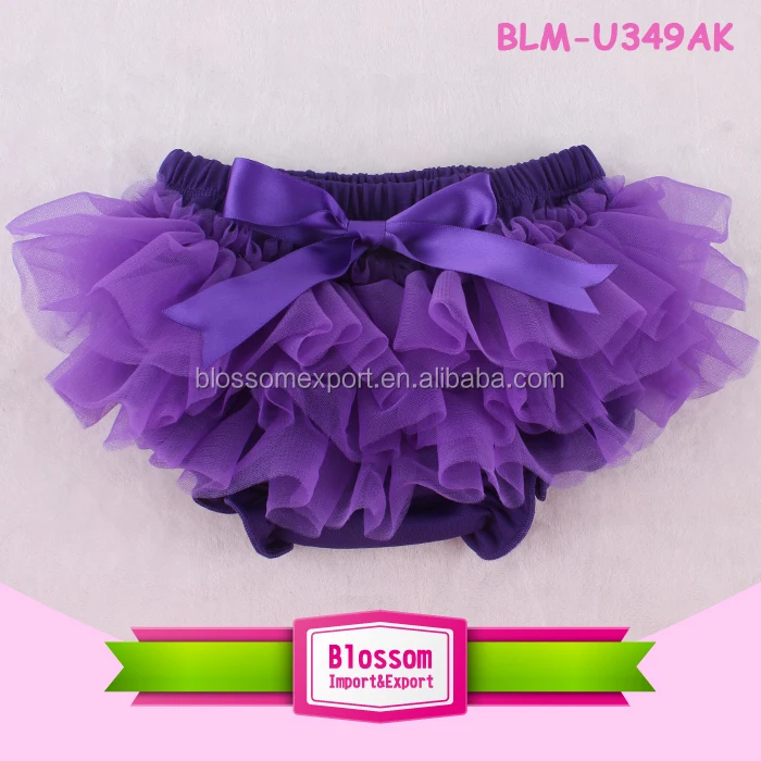2024 Wholesale chiffon petti ruffle baby bloomer tutu diaper cover 0-6years baby fancy ruffle bloomers