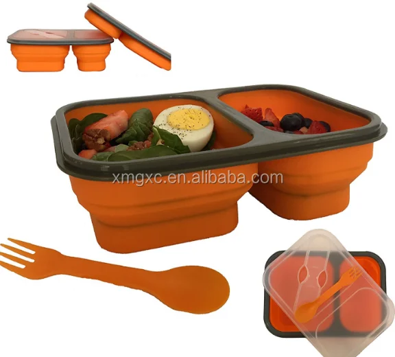 BPA Free Eco Friendly Silicone Collapsible School Lunch Boxes